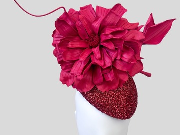 For Sale: GRANDE FLEUR ROUGE Red Metallic Cocktail Hat