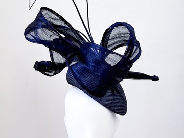 For Sale: ONDA BLU Navy Blue Silk Abaca Face Hugger