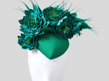 For Sale: VERDURA FIORITA Teal Green Headpiece
