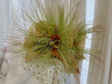 For Sale: Elegant Pale Pink & Nude Floral Fascinator by Neil Grigg