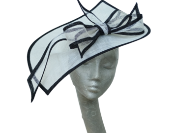 For Sale: White & Black pointed Fascinator- MADE TO ORDER