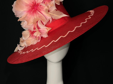 For Sale: Vintage Cranberry Floral Brim
