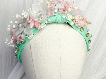 For Sale: Aqua Pearl Floral Headband