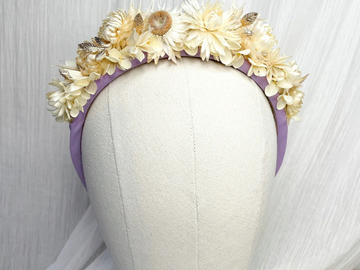 For Sale: Lilac & White Strawflower Floral Headband