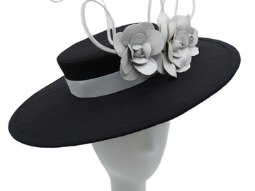 For Sale: Black and White Floral Boater