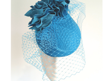 For Sale: Layla - Women's leather teardrop percher Headpiece blue