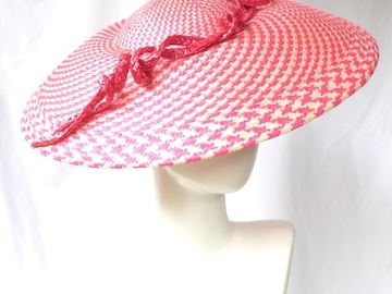 For Sale: Pink Checkerboard Buntal Dior Wide Brim Hat