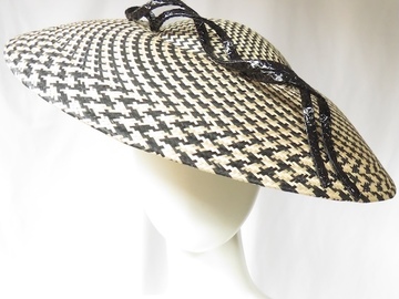 For Sale: Black & Natural Checkerboard Buntal Dior Wide Brim Hat