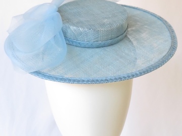 For Sale: Pale Blue Baby Blue Mini Boater Hat