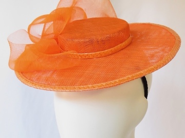 For Sale: Bright Orange Mini Boater Hat