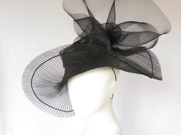 For Sale: Black Crinoline Big Brim Hat Headpiece