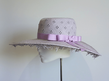 For Sale: Ladies Lilac Purple Straw Fedora Brim Hat