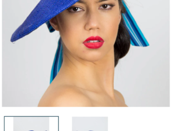 For Sale: Wide Brimmed Upturned Blue Boater