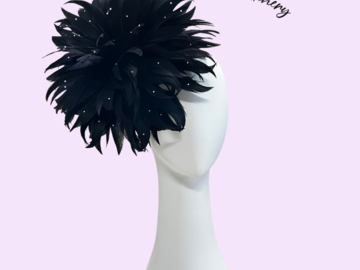 For Sale: Black Sparkling Feather Flower.