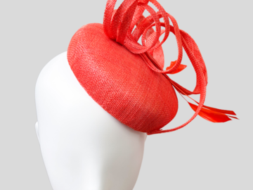 For Sale: ABRIL Mandarin Orange Sinamay Cocktail Hat