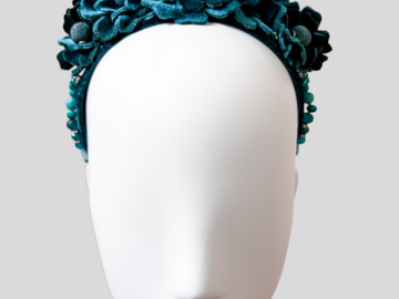 For Sale: ELENA Emerald Green Velvet Floral Crown