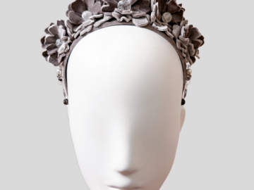For Sale: ELENA Light Grey Velvet Floral Crown
