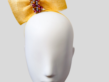 For Sale: EMILIA Yellow Sinamay Bow Fascinator