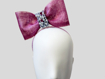 For Sale: EMILIA Lilac Purple Sinamay Bow Headband