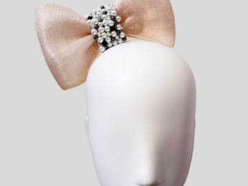 For Sale: EMILIA White Sinamay Bow Fascinator