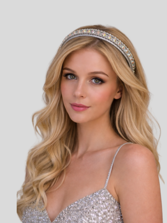 REGIENE Sparkling Silver Crystal Headband - Millinery Market display picture 2