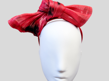 For Sale: RILEY Red Silk Abaca Bow Fascinator