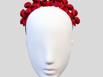 For Sale: CARLA Red & Black Leather Headband Crown