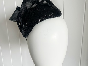 For Sale: Black sequin cocktail hat 