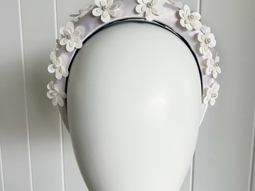 For Sale: White padded headband, sequin flowers 