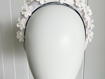For Sale: White padded headband, sequin flowers 
