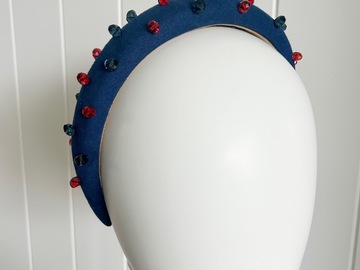 For Sale: Navy headband with navy and red crystals 