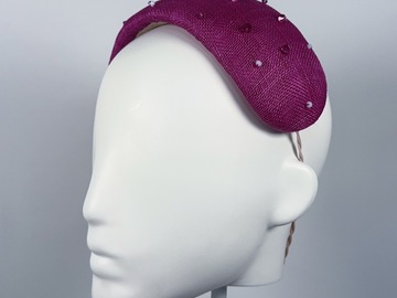 For Sale: Fuschia Pink Sinamay Bandeau with Swarovski Beading