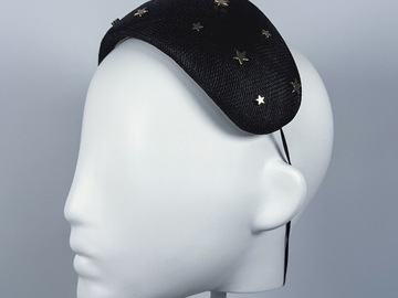 For Sale: Black Sinamay Bandeau with Gold Star Beading - BY⭑SHIMMER