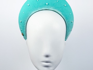 For Sale: Aqua Velvet Halo with Swarovski Crystals - BY⭑SHIMMER