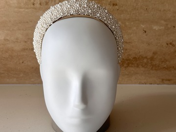 For Sale: Ivory Pearl Encrusted Padded Headband — Bridal & Races