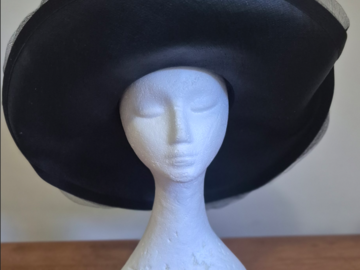 For Sale: Vintage Mr Individual Melbourne Wide-Brim Black Sinamay Dres