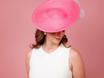 For Sale: Monique Saucer in Textured Straw Poppy Flower Trim in Candy 