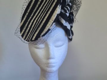 For Sale: Neil Grigg Black & White Cocktail Fascinator with netting