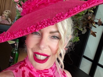 For Sale: Hot pink Dior hat with chiffon frill trim 
