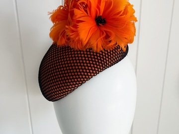 For Sale: Black and orange face hugger. Feather flower trim.